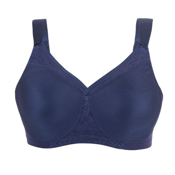 Set of 3! 36D Glamorise SOFT SHOULDERS Bra (T-SHIRT) Wicking SEAMLESS BLUE NEW - Picture 1 of 14